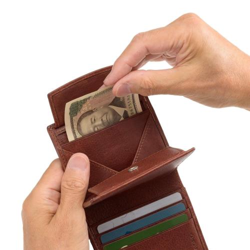 ＜ミラグロ＞牛革ソフトミリングレザー・マネースルー財布