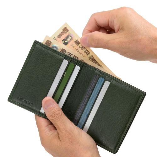 ＜ミラグロ＞牛革ソフトミリングレザー・マネースルー財布