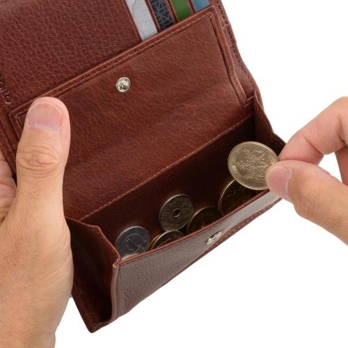 ＜ミラグロ＞牛革ソフトミリングレザー・縦型二つ折り財布