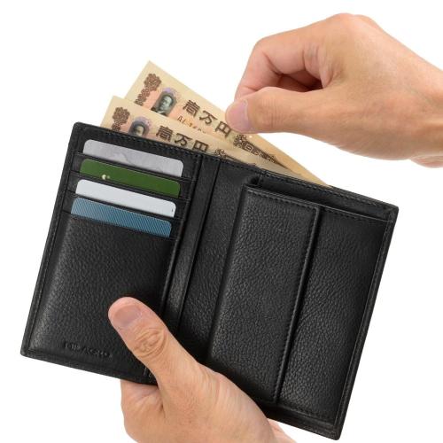 ＜ミラグロ＞牛革ソフトミリングレザー・縦型二つ折り財布