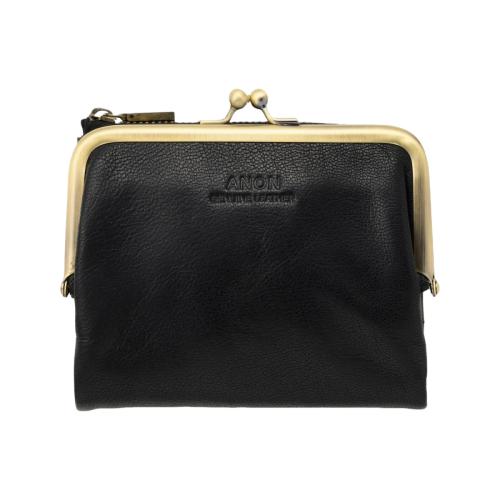 ＜アノン＞ソフトゴートレザー・がま口二つ折り財布