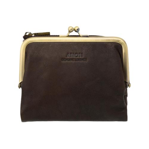 ＜アノン＞ソフトゴートレザー・がま口二つ折り財布