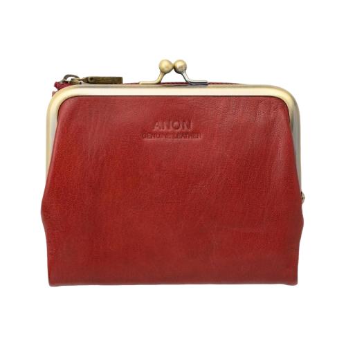 ＜アノン＞ソフトゴートレザー・がま口二つ折り財布