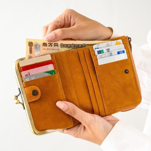 ＜アノン＞ソフトゴートレザー・がま口二つ折り財布