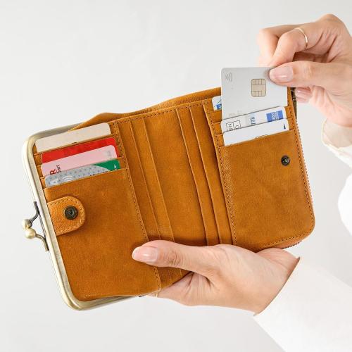 ＜アノン＞ソフトゴートレザー・がま口二つ折り財布