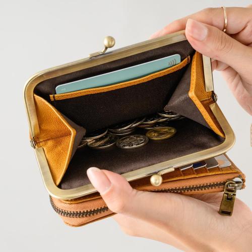 ＜アノン＞ソフトゴートレザー・がま口二つ折り財布