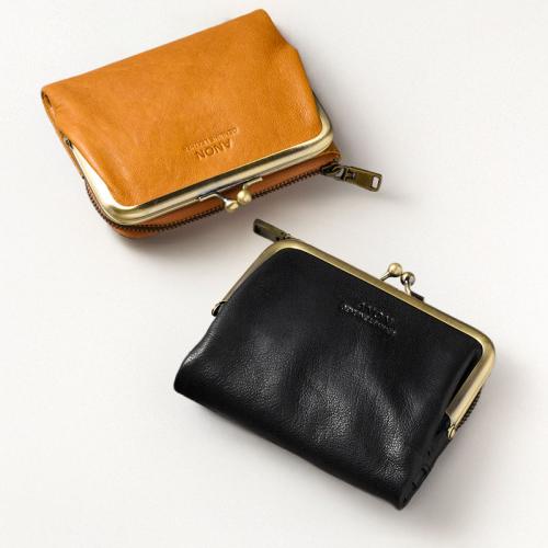 ＜アノン＞ソフトゴートレザー・がま口二つ折り財布