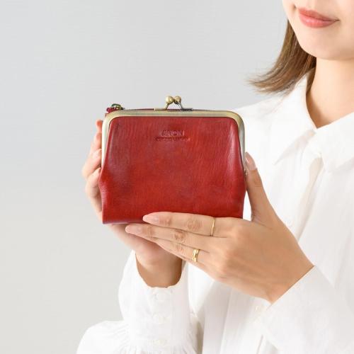 ＜アノン＞ソフトゴートレザー・がま口二つ折り財布