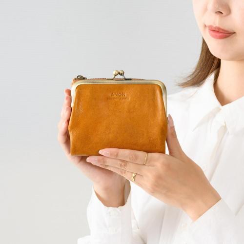 ＜アノン＞ソフトゴートレザー・がま口二つ折り財布