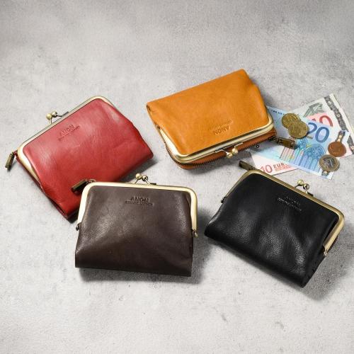 ＜アノン＞ソフトゴートレザー・がま口二つ折り財布