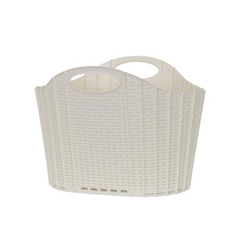 ＜清水産業＞折りたためるランドリーバスケット　ラタン　38L