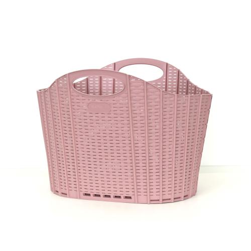 ＜清水産業＞折りたためるランドリーバスケット　ラタン　38L