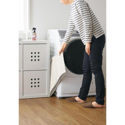 ＜清水産業＞折りたためるランドリーバスケット　ラタン　38L