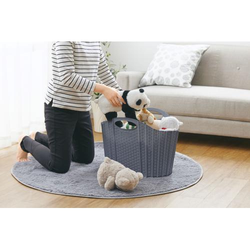 ＜清水産業＞折りたためるランドリーバスケット　ラタン　38L