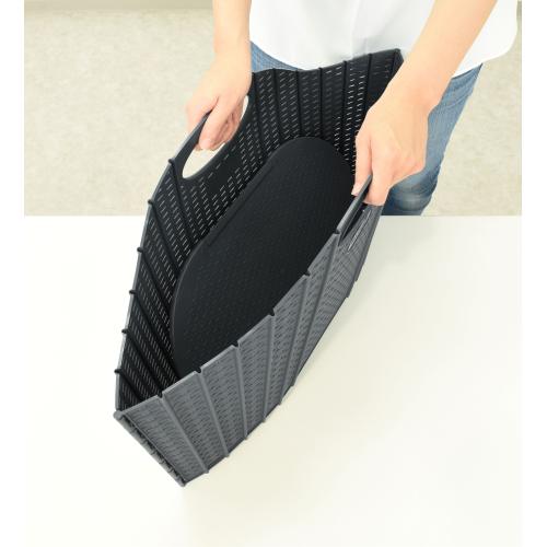 ＜清水産業＞折りたためるランドリーバスケット　ラタン　38L