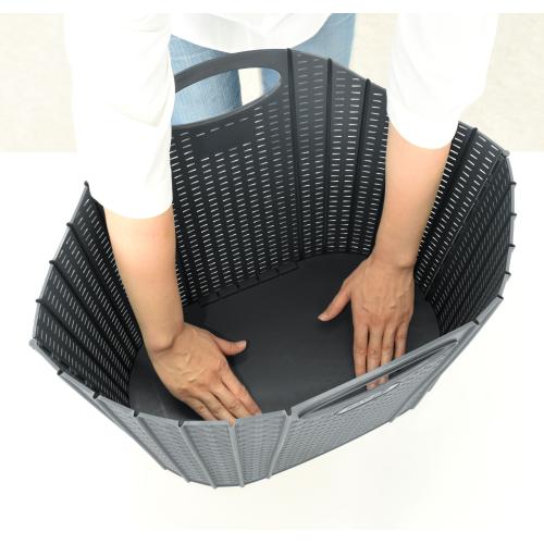 ＜清水産業＞折りたためるランドリーバスケット　ラタン　38L