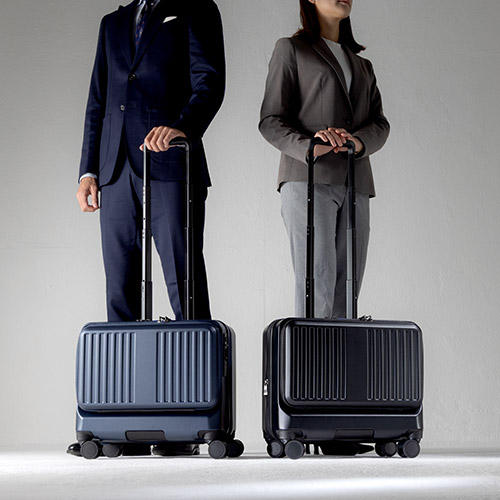 ＜ANAオリジナル＞フロントオープン 横型ビジネスキャリー（36L）機内持ち込み可 ネイビー