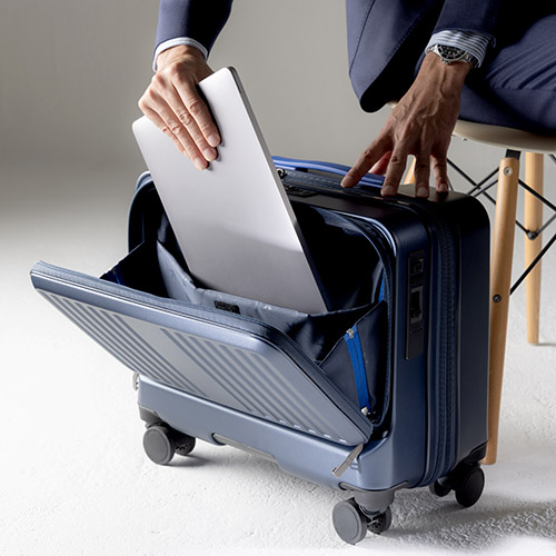 ＜ANAオリジナル＞フロントオープン 横型ビジネスキャリー（36L）機内持ち込み可 ネイビー