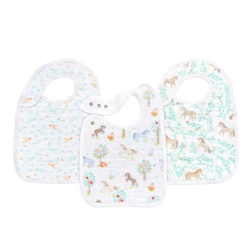 ＜aden + anais＞スナップビブ/イヤーオブザホース・うま/3枚