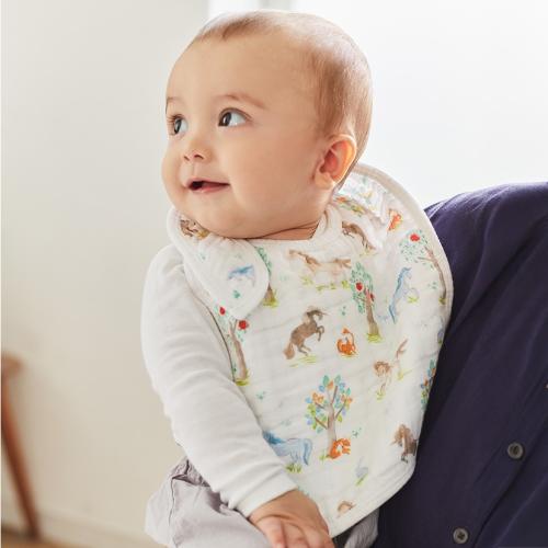 ＜aden + anais＞スナップビブ/イヤーオブザホース・うま/3枚