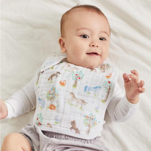 ＜aden + anais＞スナップビブ/イヤーオブザホース・うま/3枚