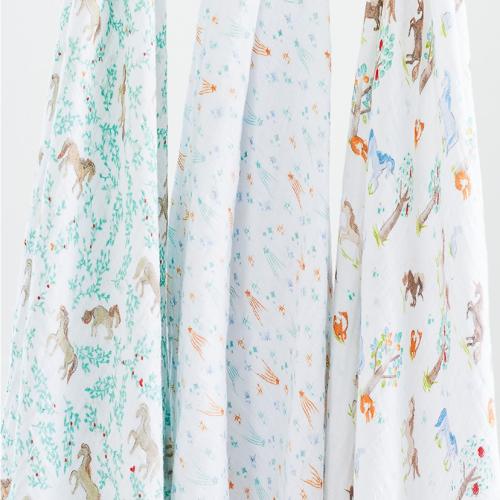 ＜aden + anais＞おくるみスワドル/イヤーオブザホース・うま/3枚