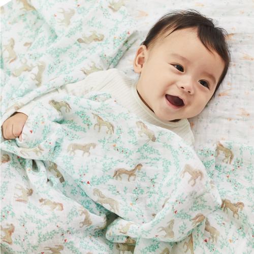 ＜aden + anais＞おくるみスワドル/イヤーオブザホース・うま/3枚