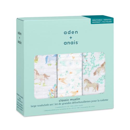 ＜aden + anais＞ウォッシュクロス/イヤーオブザホース・うま/3枚