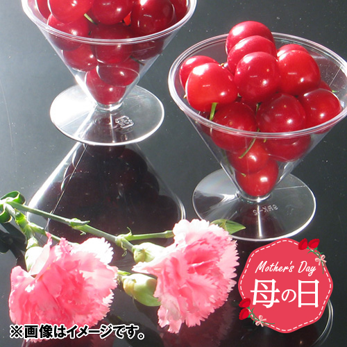 【母の日】カーネーション付さくらんぼ（スタンドカップ入）【受注締め切り日：2026/4/28】