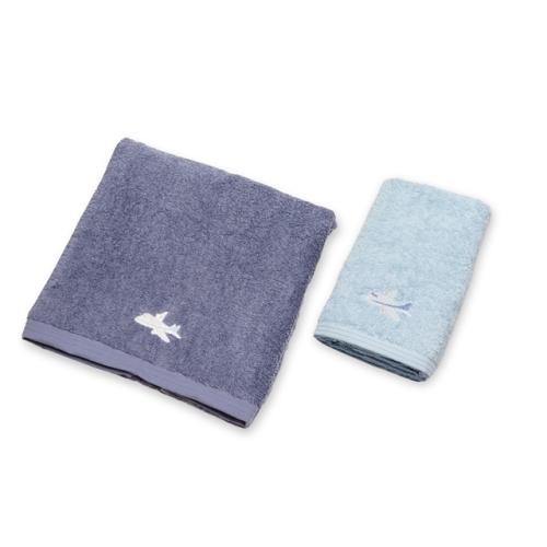 ＜ホットマン＞ANAショッピングオリジナル飛行機刺繍入り　タオルセット（バスタオル・ハンドタオル）