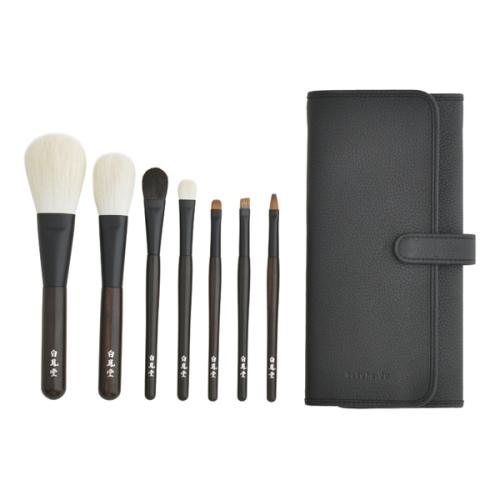 ＜白鳳堂＞黒檀7本セット(牛革ケース付)