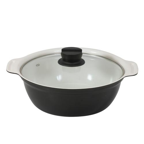 ＜ベストコ＞ビストロ・カローレ　セラミックIH卓上鍋　24cm　ガラス蓋付