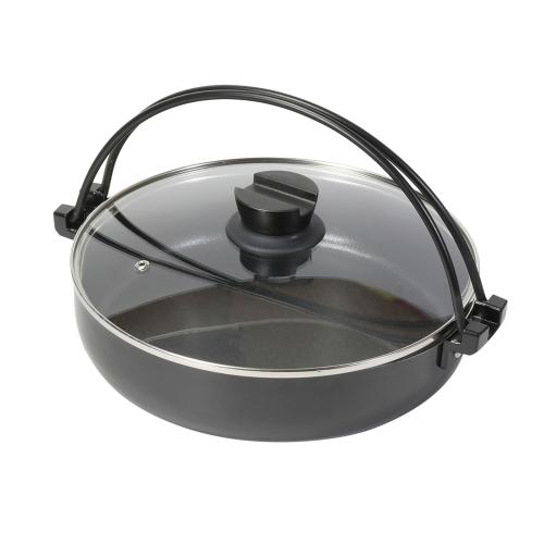 ＜ベストコ＞ビストロ・フェスタ　ダイヤモンドコートIHすきやき鍋26cm　ガラス蓋付
