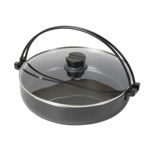 ＜ベストコ＞ビストロ・フェスタ　ダイヤモンドコートIHすきやき鍋30cm　ガラス蓋付