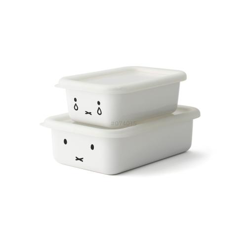 【日用雑貨】＜富士ホーロー＞ミッフィーフェイス浅型角容器2点セットMFF-2SM