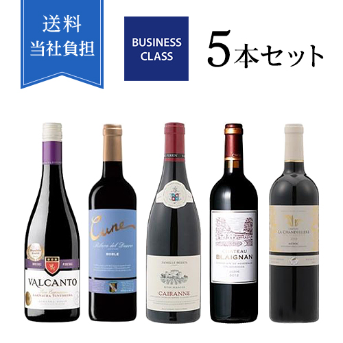 【送料当社負担】歴代機内ワイン赤5本セット