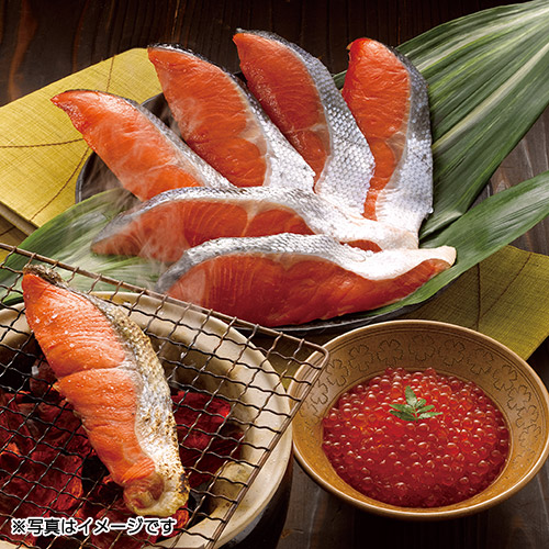 紅鮭のヒマラヤ岩塩漬けと北海道産いくら醤油漬け