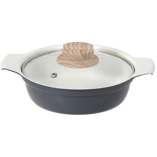 ＜LIV PLUS＞ビストロ・セラミックIH卓上鍋 16cm ガラス蓋付