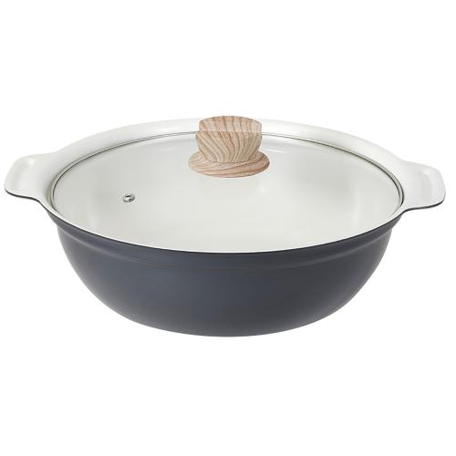 ＜LIV PLUS＞ビストロ・セラミックIH卓上鍋 26cm ガラス蓋付