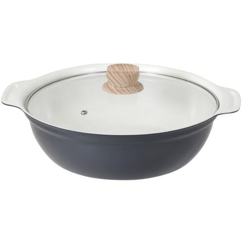 ＜LIV PLUS＞ビストロ・セラミックIH卓上鍋 28cm ガラス蓋付