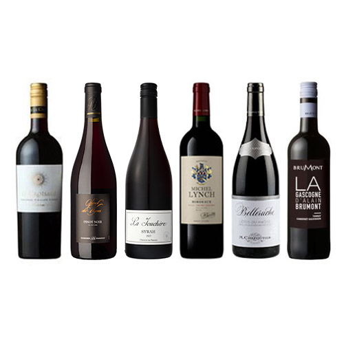 【送料当社負担】フランス各地のワインを愉しもう！ぶどう品種の飲み比べも出来る赤ワイン6本セット