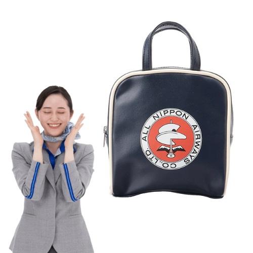 ＜ANAオリジナル＞レトロモチーフ  エアラインバッグ風スクエアポーチ（ネイビー）