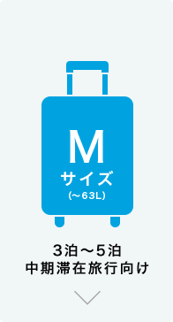 Mサイズ（～63L） 3泊～5泊 中期滞在旅行向け