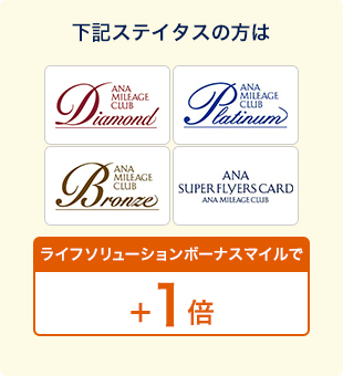 下記ステイタスの方は ライフソリューションボーナスマイルで＋1倍