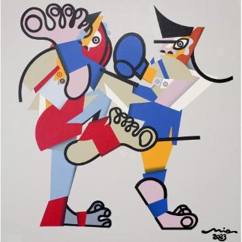 バンクシ-♦️ベトリア-ノ　絵画　現代アート　ダンス　歌う執事　美術品　インテリア バンクシーの世界（その7）：「有害な浜辺で踊る執事」 | GNV