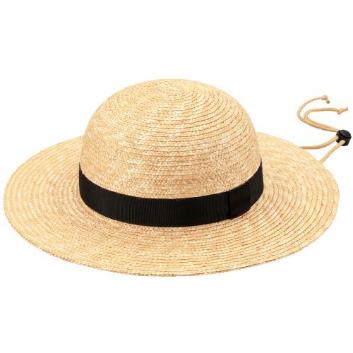 田中帽子店＞ロジャー 麦わらつば広ハット／ﾌﾞﾗｯｸﾘﾎﾞﾝ／L | ANA