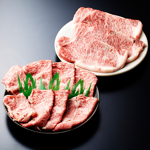 ＜宮崎県産＞宮崎牛ローススライス・ステーキセット