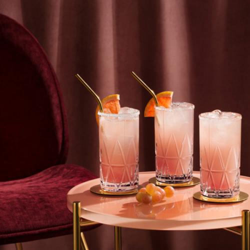 ＜Orrefors＞PEAK ハイボール&コースター 各4P SET