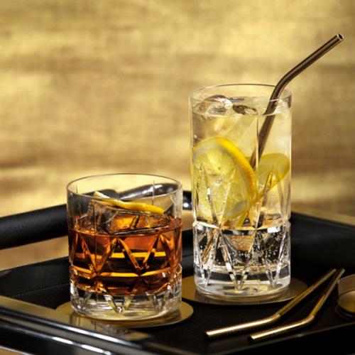 ＜Orrefors＞PEAK ハイボール&コースター 各4P SET