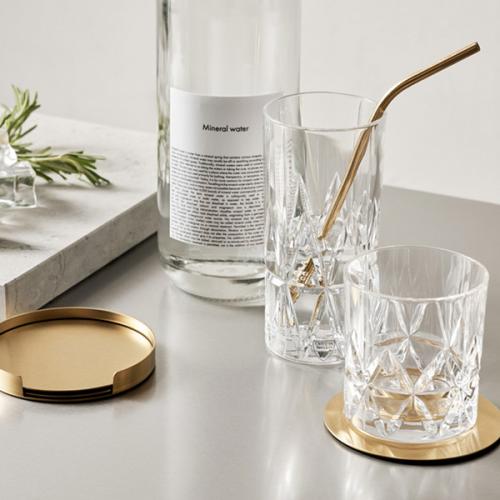 ＜Orrefors＞PEAK ハイボール&コースター 各4P SET